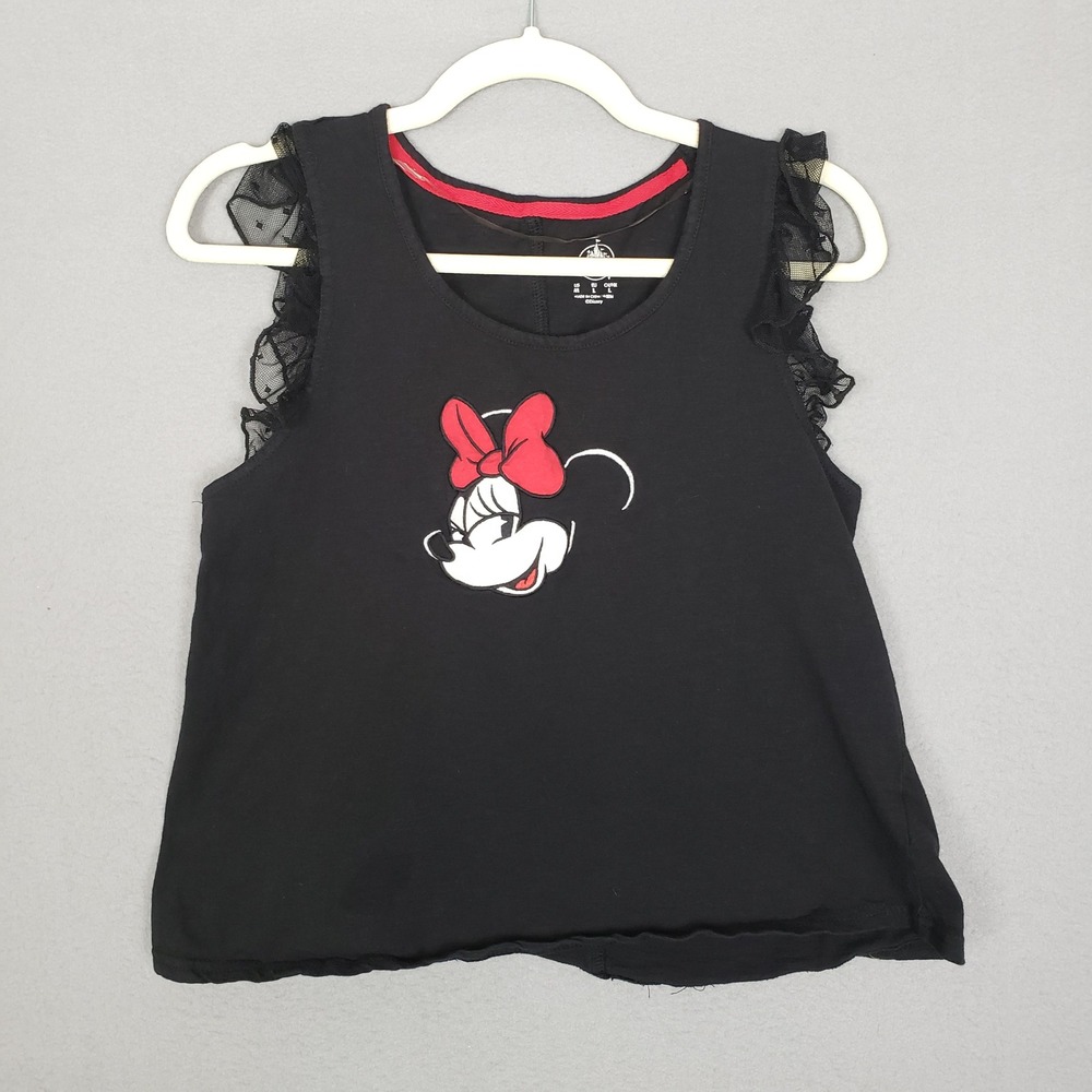 Disney Minnie Mouse Tank Top Tulle Ruffle Sleeve Whimsical Girls Size L